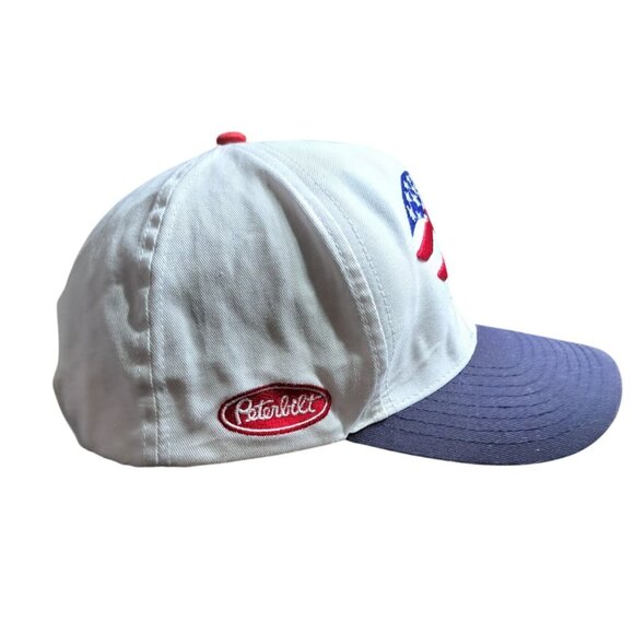 Peterbilt American Flag Truck Embroidered White Blue Adjustable Trucker Cap Hat - Picture 4 of 6